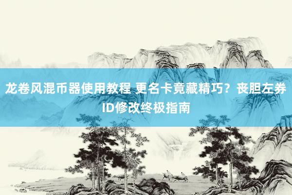 龙卷风混币器使用教程 更名卡竟藏精巧？丧胆左券ID修改终极指南